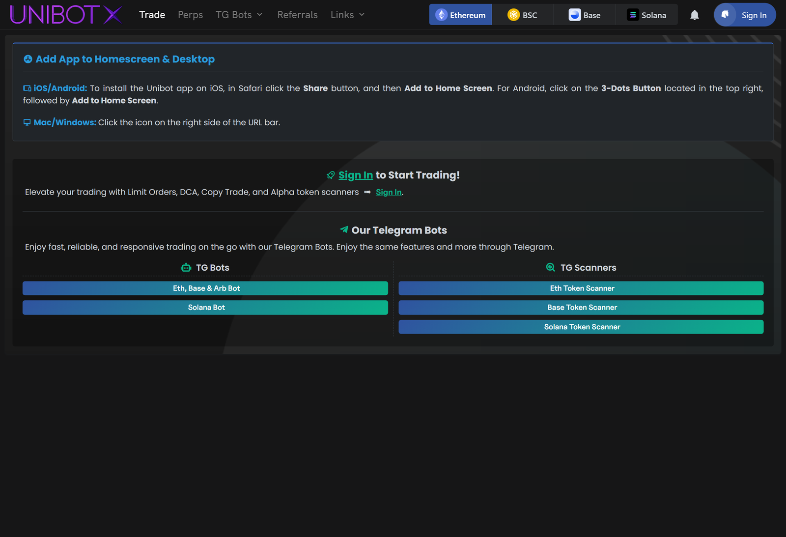 Unibot position tracking