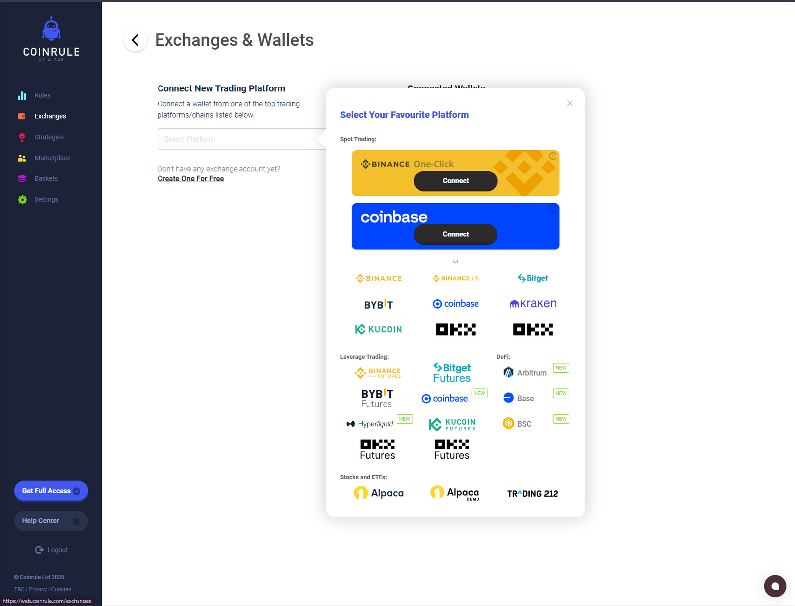 Coinrule platform screenshot 02