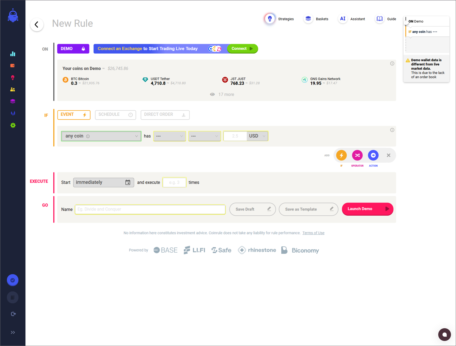 Coinrule platform screenshot 04