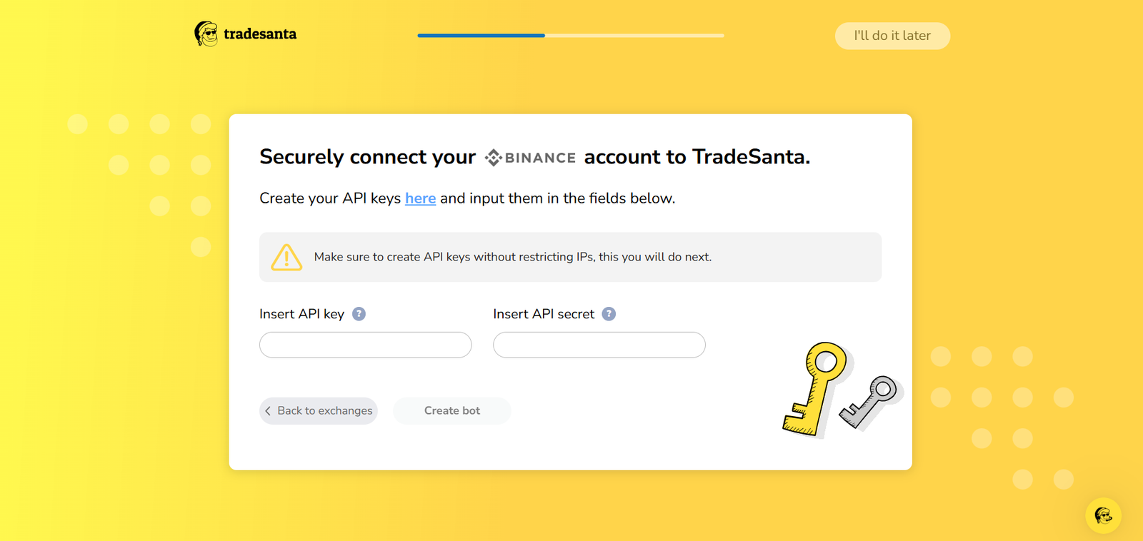 TradeSanta exchange API connections