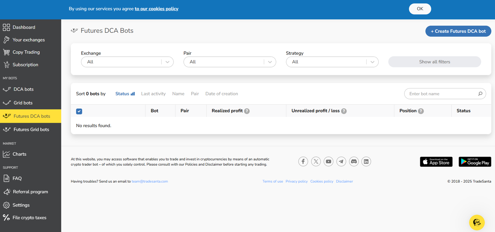 TradeSanta futures DCA bots