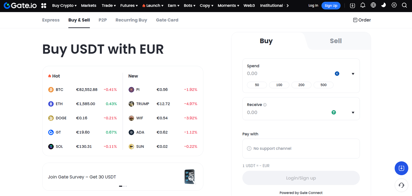 Gate.io buy and sell crypto