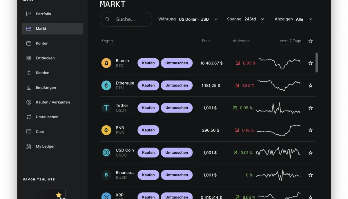 Ledger Live dashboard