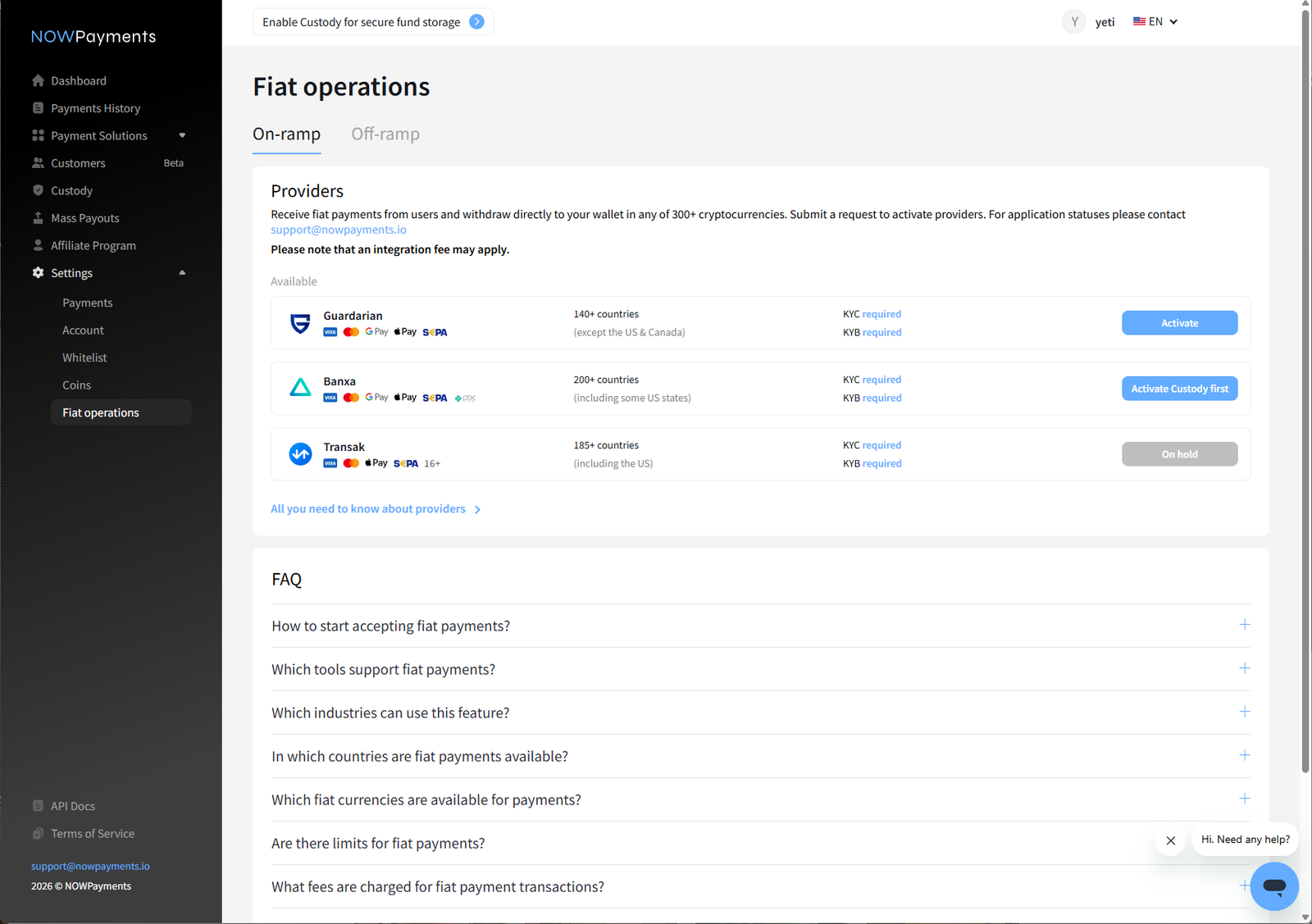 NOWPayments integrations